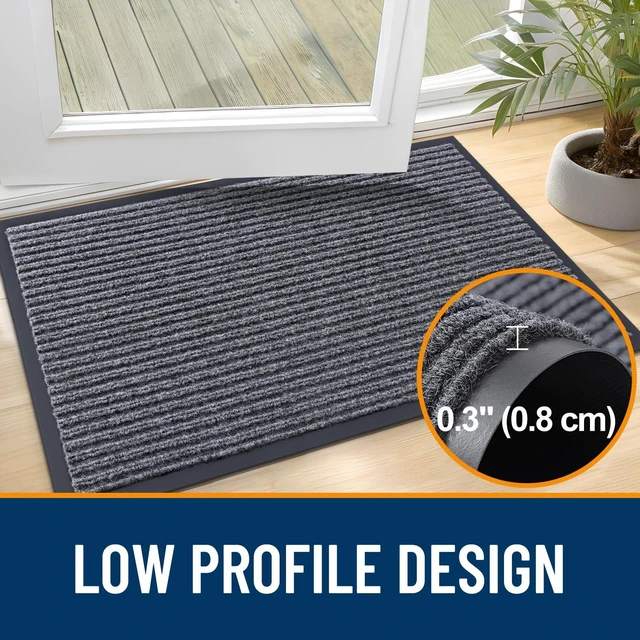 Alt view image 11 of 14 - Front Door Mat Indoor Outdoor Entrance, 2-Pack 29.5 x 17 Inch, Waterproof Heavy Duty Doormat, Fade Resistant, Low Profile, Easy Clean Patio Porch Welcome Floor Mats for Entry, Grey