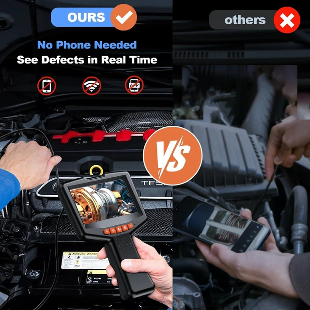 Alt view image 12 of 14 - Endoscope Camera with Light: 4.3" 1080P HD Inspection Borescope Camera for Sewer - 16.4ft Waterproof Industrial Endoscope - Flexible Snake Bore Scope for Plumbing Automotive
