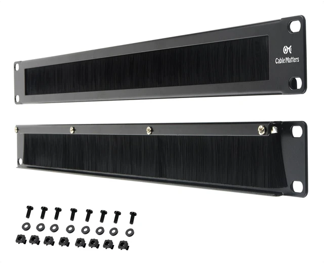 Alt view image 8 of 14 - 2-Pack Rackmount or Wall Mount 1U 19 Brush Panel (19-inch Rack Mount Brush Panel 1U) in Black