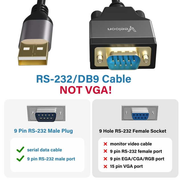 Alt view image 9 of 14 - USB 2.0 to Serial Adapter (FTDI Chipset), 15 FT USB A to RS232 Male DB9 Pin Converter Serial Cable with Cable Ties for Windows 11, 10, 8.1, 8, 7, Vista, XP, 2000, Linux and Mac OS X, macOS