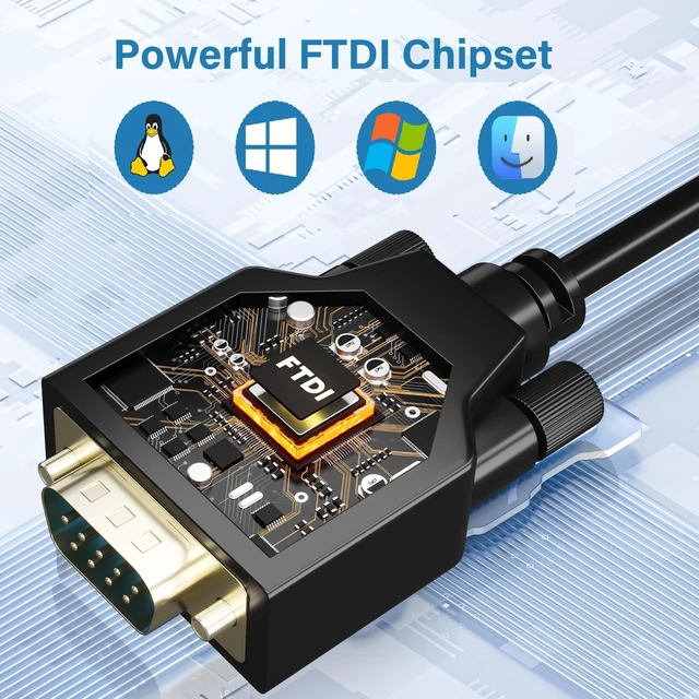 Alt view image 10 of 14 - USB 2.0 to Serial Adapter (FTDI Chipset), 15 FT USB A to RS232 Male DB9 Pin Converter Serial Cable with Cable Ties for Windows 11, 10, 8.1, 8, 7, Vista, XP, 2000, Linux and Mac OS X, macOS