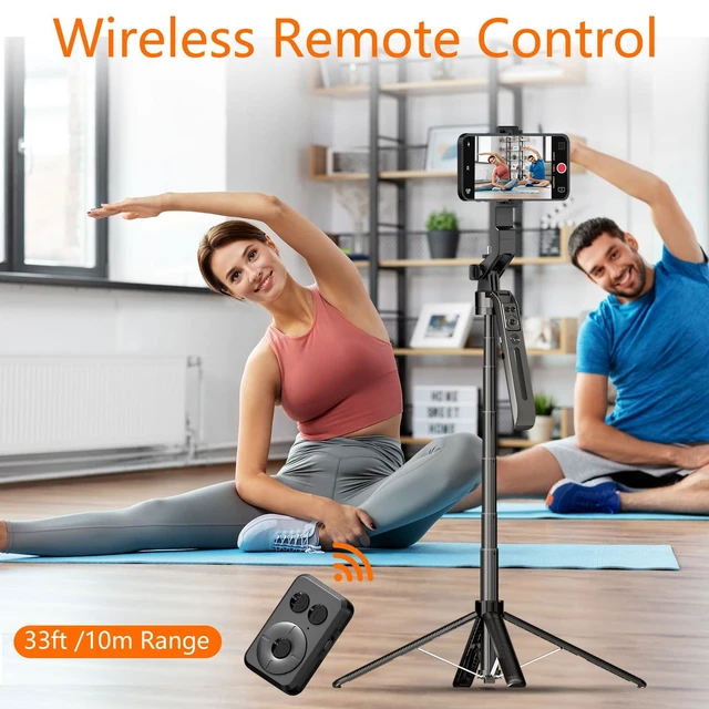 Alt view image 12 of 14 - Auto Face Tracking Self Stick Tripod for iPhone with 10" Ring Light Hands-Free 360°Adjustable 70.9 Inch Smart Phone Stand with Remote for Content Creator Vlog Video Recording