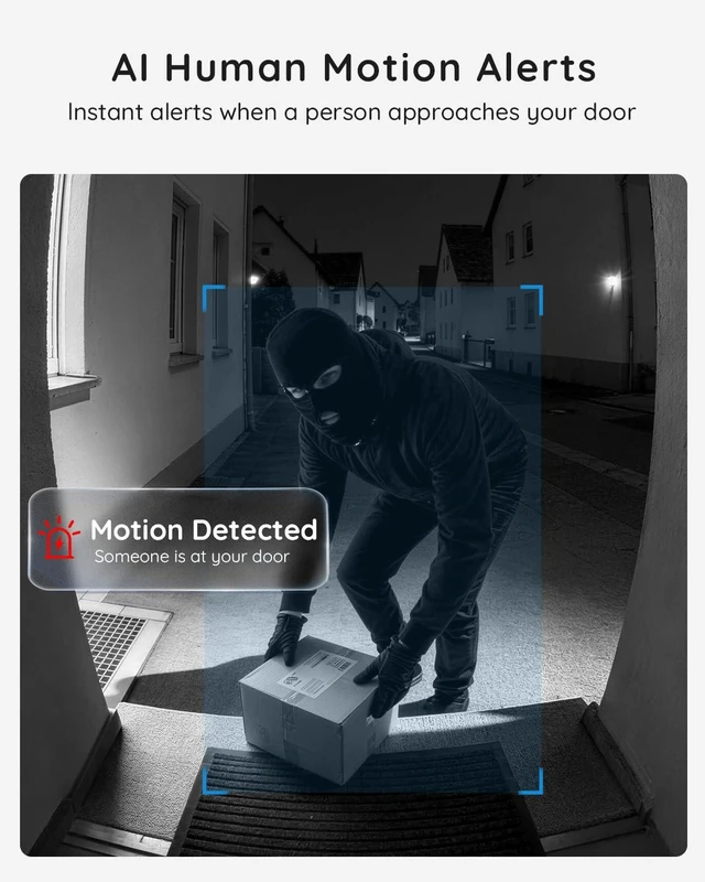 Alt view image 12 of 14 - Video Doorbell Camera Wireless No Subscription Required, 2K HD, 166° Wide View, HDR Night Vision, Motion Alerts, TwoWay Audio & Battery Video Doorbell with Chime, 2.4GHz WiFi Only