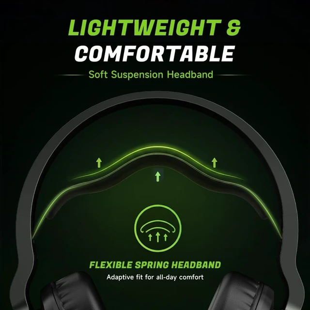Alt view image 10 of 14 - Wireless Gaming Headset for PS5, PC, PS4, Switch, Mac & Laptop, Tri-Mode 2.4GHz Wireless/Bluetooth 5.4/3.5mm Wired, Suspension Headband, 50mm Dynamic Drivers, Detachable ENC Mic, Black