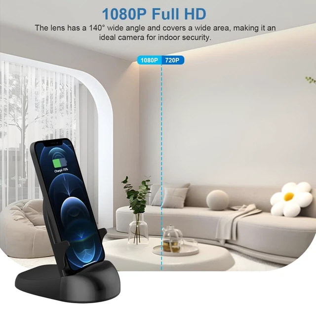 Alt view image 14 of 14 - Security Camera WiFi Wireless Phone Charger, Security Cam Motion Activated,HD1080P(Rotate Lens) with 250°Viewing Angle, camaras espias ocultas for Home Office Security(2.4/5G)