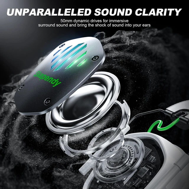Alt view image 9 of 14 - Wireless Gaming Headset for PC, PS5, PS4, Switch, Mac, Mobile Phone, USB&Type-C 2.4GHz Gaming Headphones with ENC Noise Cancelling Mic, 50mm Drivers, 3D Surround Sound, Cool RGB Light, 50H GameTime