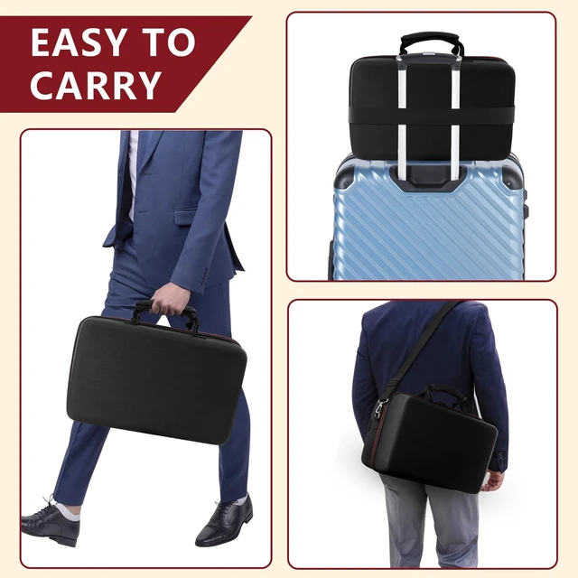 Alt view image 11 of 14 - Carrying Case Compatible with PS5 SLIM 2023, Hard Shell Travel Case Protective Bag for Play Station 5 Slim Disc and Digital Edition Console, Controllers, Vertical Base, Disc and Cable Accessories