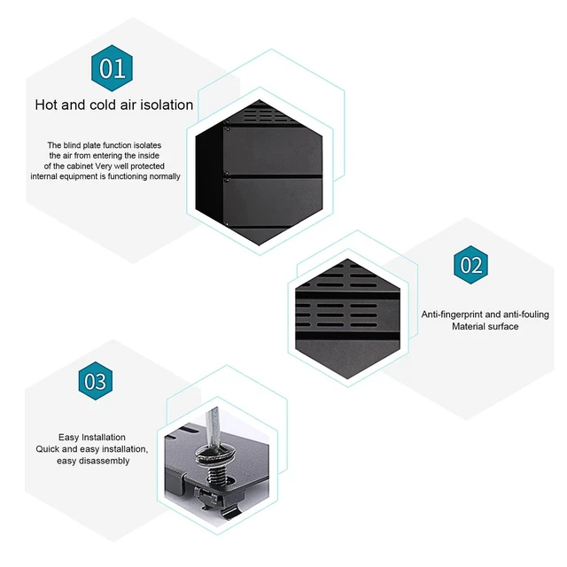 Alt view image 11 of 14 - 1U 2U 3U Blank Rack Mount Panel, Spacer Black Rack Mount Cover Support bar for Enclosure Network Cabinet Cable Management Bar Slot (Vented 1U 5PCS)