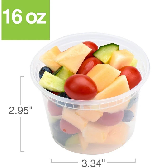 Alt view image 9 of 14 - 24 Pack 16 oz Deli Containers with Lids, Plastic Food Storage Freezer Storge Soup Containers with Lids - Microwave, Freezer & Dishwasher Safe Eco-Friendly, BPA-Free, Reusable & Stackable