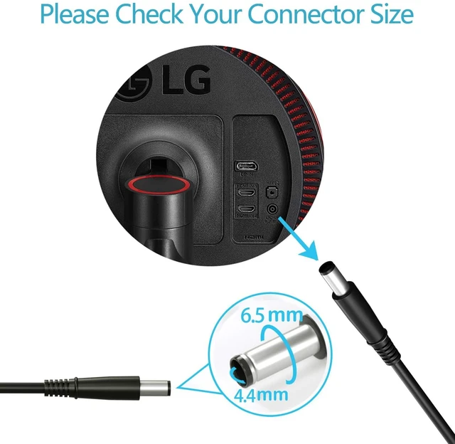 Alt view image 11 of 14 - Replacment for LG Monitor Power Cord 19V DC Power Supply for LG Electronics 27" 24" 23" 22" 20" 19" LCD LED HD TV Monitor Widescreen Power Adapter Cord