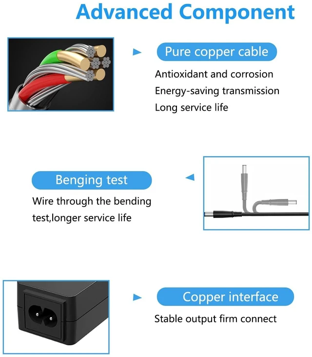 Alt view image 12 of 14 - Replacment for LG Monitor Power Cord 19V DC Power Supply for LG Electronics 27" 24" 23" 22" 20" 19" LCD LED HD TV Monitor Widescreen Power Adapter Cord