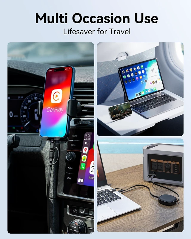 Alt view image 12 of 14 - 5 in 1 Multi Charging Cable, 2Pack Retractable Lightning Charger Cable 65W USB C to USB C Fast Charging,Multiple USBC Cord Multi Car Charger for iPhone 17/16/15/14 Pro Max,iPad,Samsung S25 S24,Tablets