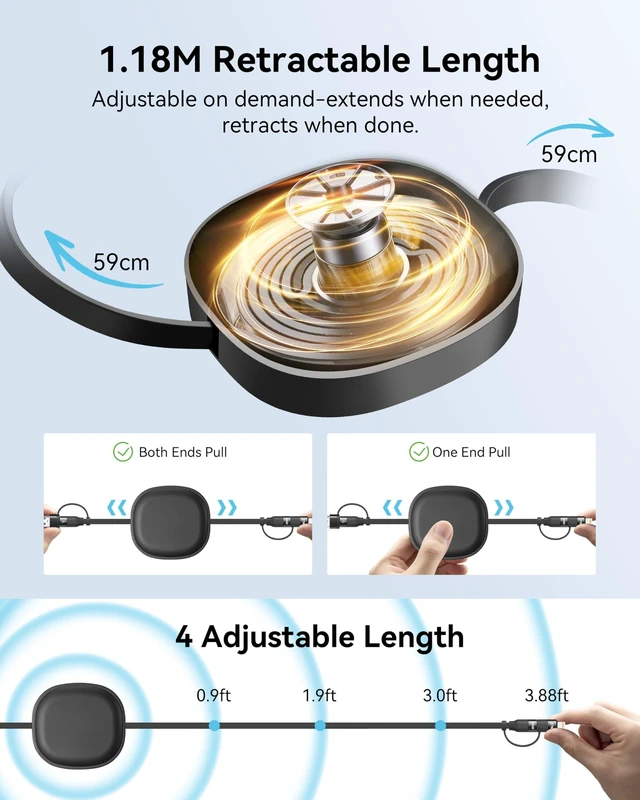Alt view image 14 of 14 - 5 in 1 Multi Charging Cable, 2Pack Retractable Lightning Charger Cable 65W USB C to USB C Fast Charging,Multiple USBC Cord Multi Car Charger for iPhone 17/16/15/14 Pro Max,iPad,Samsung S25 S24,Tablets