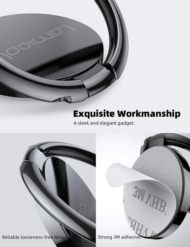 Alt view image 13 of 14 - Cell Phone Ring Holder Stand - Polished Metal Finger Grip | 360° Rotation, Finger Ring Kickstand for Magnetic Car Mount, Fit iPhone 17 16 Pro Max, Androids, Cellphone Accessories