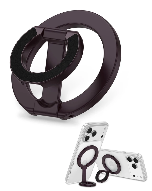 Alt view image 8 of 14 - MagSafe Finger Ring Phone Holder with Kickstand Dual-Sided Magnet Gym Grip for iPhone 17e/17 Pro Max/Air/16e/16 Plus/15/14/13/12 Samsung Galaxy & Pixel, Stick-On for MagSafe Car Mount, Metal Surfaces