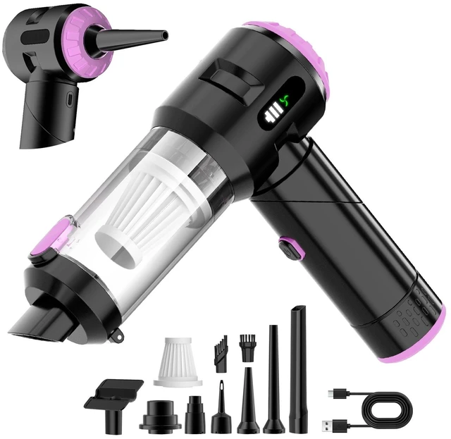 Alt view image 7 of 12 - Handheld Car Vacuum Cleaner,25000PA Strong Cyclonic Suction Foldable Mini Vacuum Portable Cordless with Digital Display and One Touch Dust Removal for Car, Home, Office, Kitchen (Purple)