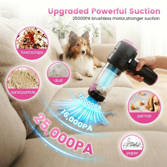 Alt view image 8 of 12 - Handheld Car Vacuum Cleaner,25000PA Strong Cyclonic Suction Foldable Mini Vacuum Portable Cordless with Digital Display and One Touch Dust Removal for Car, Home, Office, Kitchen (Purple)