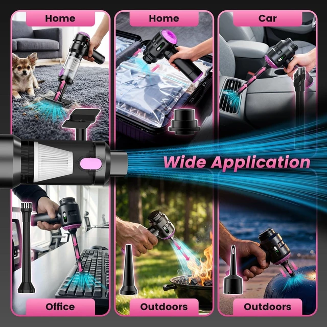 Alt view image 11 of 12 - Handheld Car Vacuum Cleaner,25000PA Strong Cyclonic Suction Foldable Mini Vacuum Portable Cordless with Digital Display and One Touch Dust Removal for Car, Home, Office, Kitchen (Purple)