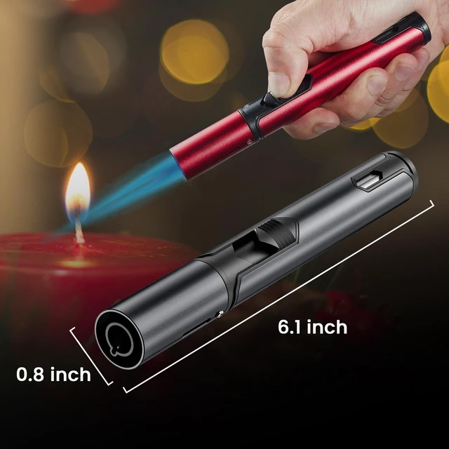 Alt view image 9 of 14 - 3 Pack Butane Torch Lighters, 6-inch Refillable Pen Lighter Adjustable Jet Flame Butane Lighter for Grill BBQ Camping (Gas Not Included)