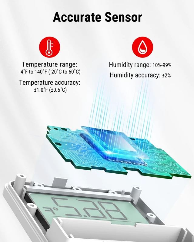 Alt view image 14 of 14 - TP357 Digital Hygrometer Indoor Thermometer of 260FT, Bluetooth Thermometer Humidity Meter with Smart App, Room Thermometer Humidity Gauge with Temperature Humidity Sensor
