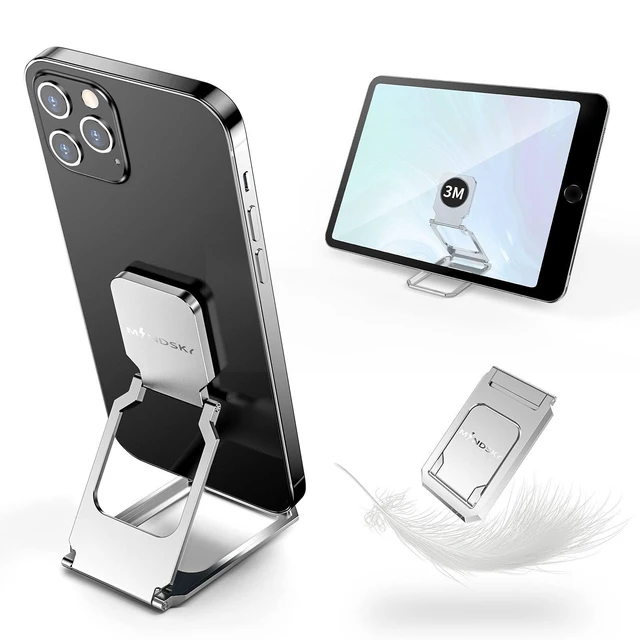 Alt view image 8 of 14 - Phone Ring Holder Finger Kickstand 360°Rotation Cellphone Back Grip Foldable Cell Phone Stand for Desk Compatible with iPhone iPad Smartphones Tablets (Aluminum Alloy Silver)