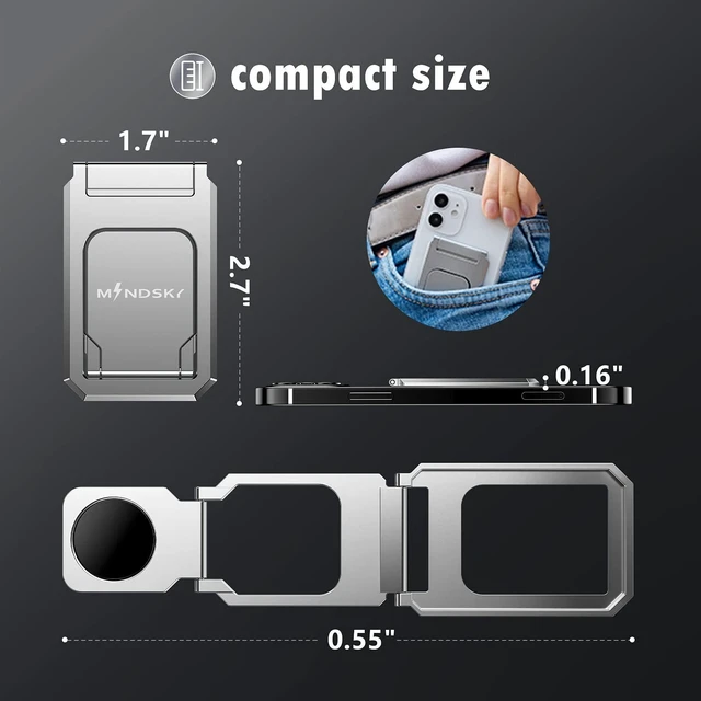 Alt view image 12 of 14 - Phone Ring Holder Finger Kickstand 360°Rotation Cellphone Back Grip Foldable Cell Phone Stand for Desk Compatible with iPhone iPad Smartphones Tablets (Aluminum Alloy Silver)