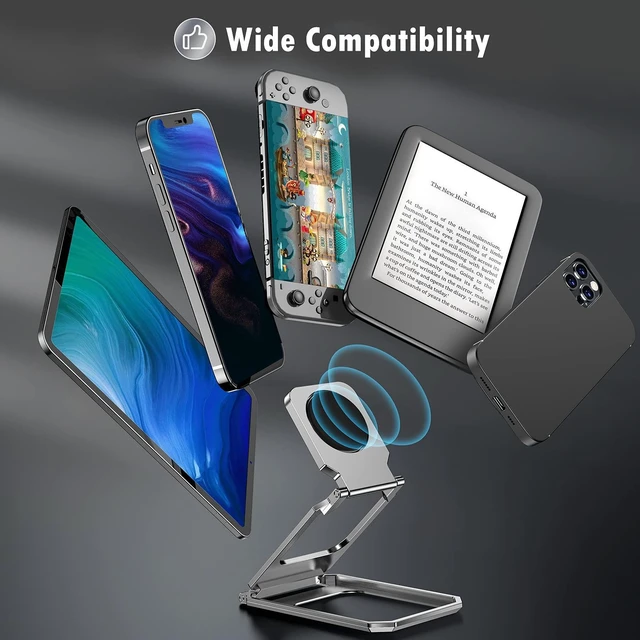 Alt view image 14 of 14 - Phone Ring Holder Finger Kickstand 360°Rotation Cellphone Back Grip Foldable Cell Phone Stand for Desk Compatible with iPhone iPad Smartphones Tablets (Aluminum Alloy Silver)