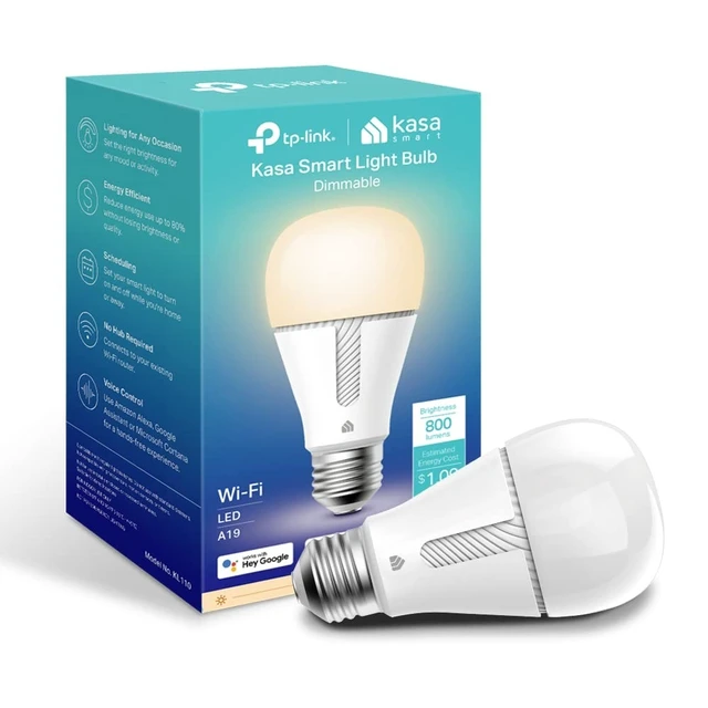 Alt view image 8 of 14 - Smart Light Bulb KL110, LED Wi-Fi smart bulb works with Alexa and Google Home, A19 Dimmable, 2.4Ghz, No Hub Required, 800LM Soft White (2700K), 9W (60W Equivalent)