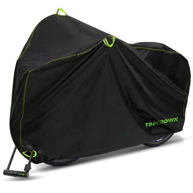 Alt view image 8 of 14 - Bike Cover Waterproof Outdoor Storage for 1/2/3 Bikes, Bicycle Cover Rain Sun UV Dust Wind Proof with Storage Bag for Mountain Road Bike/Ebike (210D Black+Green, XL Size for 1 bike)
