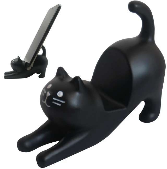 Alt view image 5 of 8 - Cute Cell Phone Holder Stand for Desk, iPhone Mount for Office Tablet Accessories Gifts, Cool Desktop Decor Gadgets to Support Your Cellphone for Men Women Boys Girls - Kawaii Black Cat