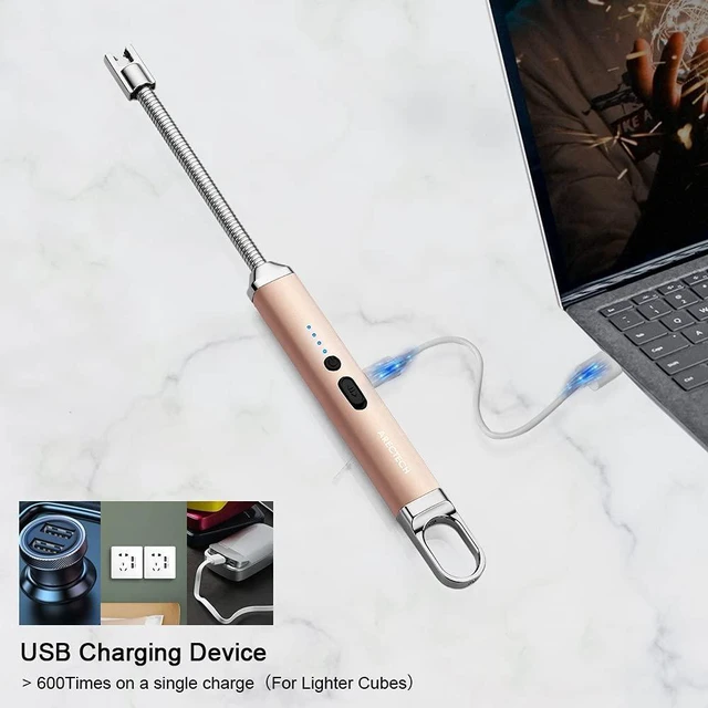 Alt view image 13 of 14 - Electric Arc Candle Lighter Flameless Rechargeable USB Long Lighters for Candle Cooking BBQs Fireworks Gold 2 Pack