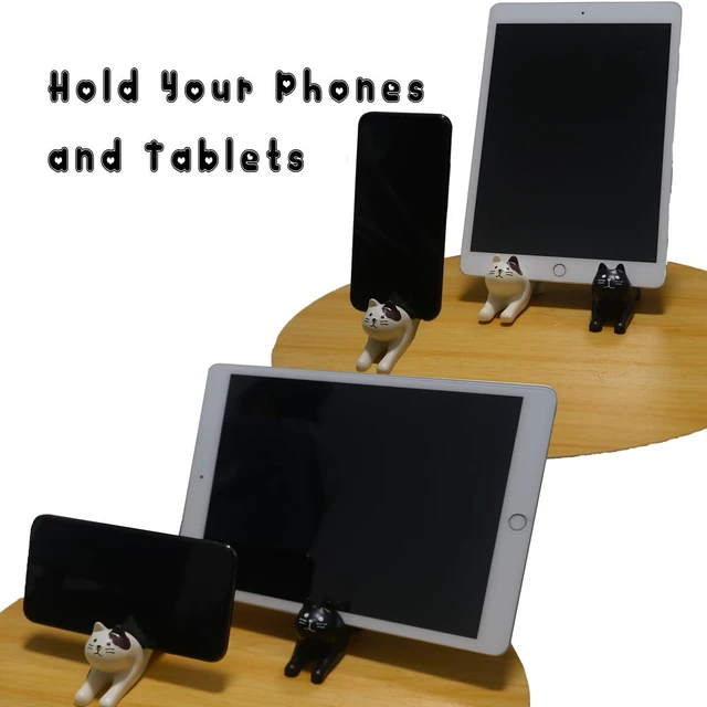 Alt view image 7 of 8 - Cute Cell Phone Holder Stand for Desk, iPhone Mount for Office Tablet Accessories Gifts, Cool Desktop Decor Gadgets to Support Your Cellphone for Men Women Boys Girls - Kawaii Black Cat