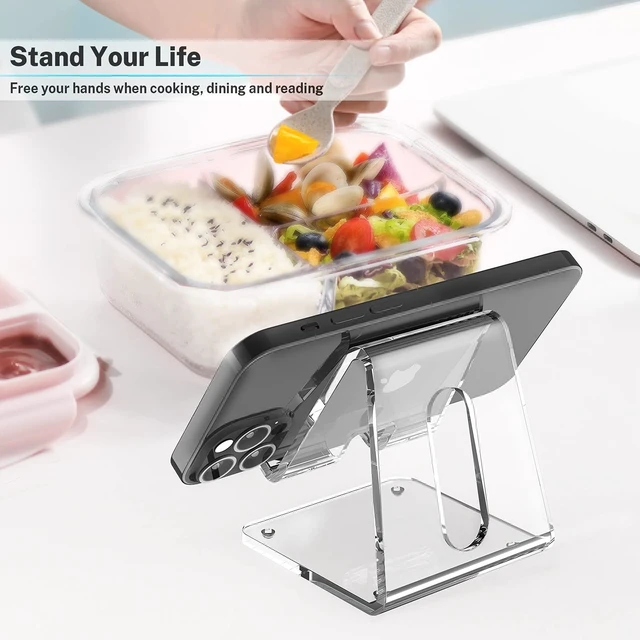 Alt view image 9 of 14 - Acrylic Cell Phone Stand, Portable Clear Phone Stand for Desk, Compatible with Phone16 15 14 13 Pro Max Mini 12 11 Plus SE, Switch, Android Smartphone, Pad, Tablet, Desk Accessories