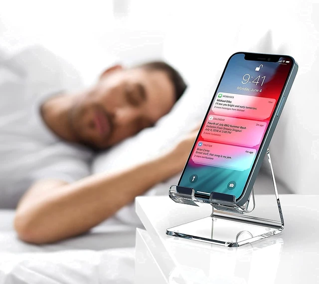 Alt view image 13 of 14 - Acrylic Cell Phone Stand, Portable Clear Phone Stand for Desk, Compatible with Phone16 15 14 13 Pro Max Mini 12 11 Plus SE, Switch, Android Smartphone, Pad, Tablet, Desk Accessories