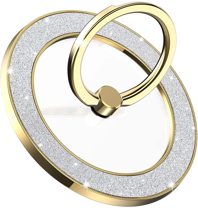 Alt view image 7 of 12 - Magnetic Phone Ring Holder for MagSafe, Glitter Phone Grip Stand | 360° Rotation Finger Ring Kickstand Compatible with iPhone MagSafe Accessories, Glitter Gold