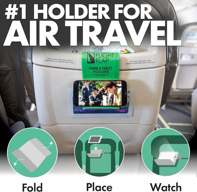 Alt view image 9 of 14 - Airplane Phone Holder, Flexible Cell Phone Holder, Folding Cellphone Stand for Desk, Bed, Office, Treadmill - Airplane Gadgets for Long Travel Accessories - Plane Essentials (Green)