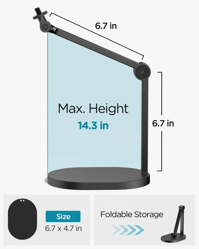 Alt view image 11 of 12 - Studio Mic Stand, Max Load 2.64 lb Microphone Arm Desk Mount Desktop Microphone Stand for Fifine AM8 K669B Blue Yeti HyperX QuadCast SoloCast AT2020, Webcams Cameras, Black