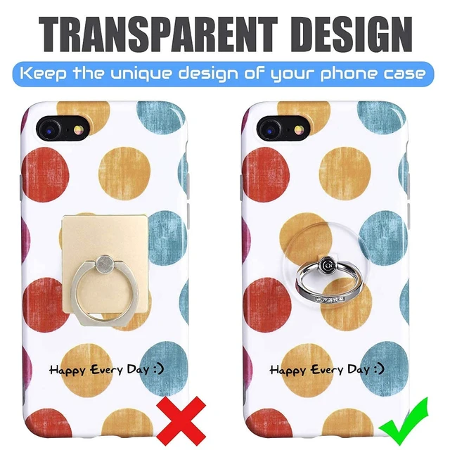 Alt view image 8 of 12 - Transparent Phone Ring Holder Grip - Clear Cell Phone Ring Stand Holder Finger Grip Kickstand 360° Rotation, Compatible with Most of Phones, Tablets and Case (2 Silver Diamond)
