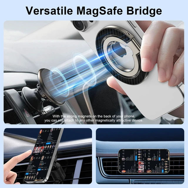 Alt view image 10 of 14 - Magnetic Phone Ring Holder,Dual-Side MagSafe Phone Ring Grip with Kickstand Removable Magsafe Grip Stand for Samsung GalaxyS26 S25 S24 Ultra Z Flip7 iPhone 17 16 Plus 15 Pro Max,Fit Magnetic Car Mount