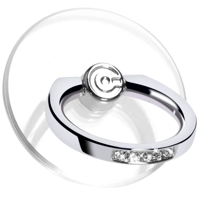 Alt view image 7 of 12 - Transparent Phone Ring Holder Grip - Clear Cell Phone Ring Stand Holder Finger Grip Kickstand 360° Rotation, Compatible with Most of Phones, Tablets and Case (2 Silver Diamond)