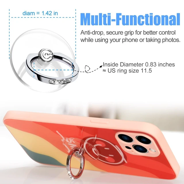 Alt view image 11 of 12 - Transparent Phone Ring Holder Grip - Clear Cell Phone Ring Stand Holder Finger Grip Kickstand 360° Rotation, Compatible with Most of Phones, Tablets and Case (2 Silver Diamond)