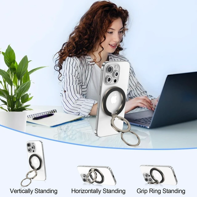 Alt view image 14 of 14 - Magnetic Phone Ring Holder,Dual-Side MagSafe Phone Ring Grip with Kickstand Removable Magsafe Grip Stand for Samsung GalaxyS26 S25 S24 Ultra Z Flip7 iPhone 17 16 Plus 15 Pro Max,Fit Magnetic Car Mount