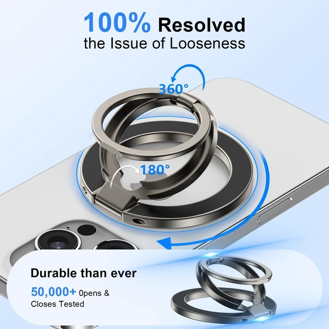 Alt view image 13 of 14 - Magnetic Phone Ring Holder,Dual-Side MagSafe Phone Ring Grip with Kickstand Removable Magsafe Grip Stand for Samsung GalaxyS26 S25 S24 Ultra Z Flip7 iPhone 17 16 Plus 15 Pro Max,Fit Magnetic Car Mount