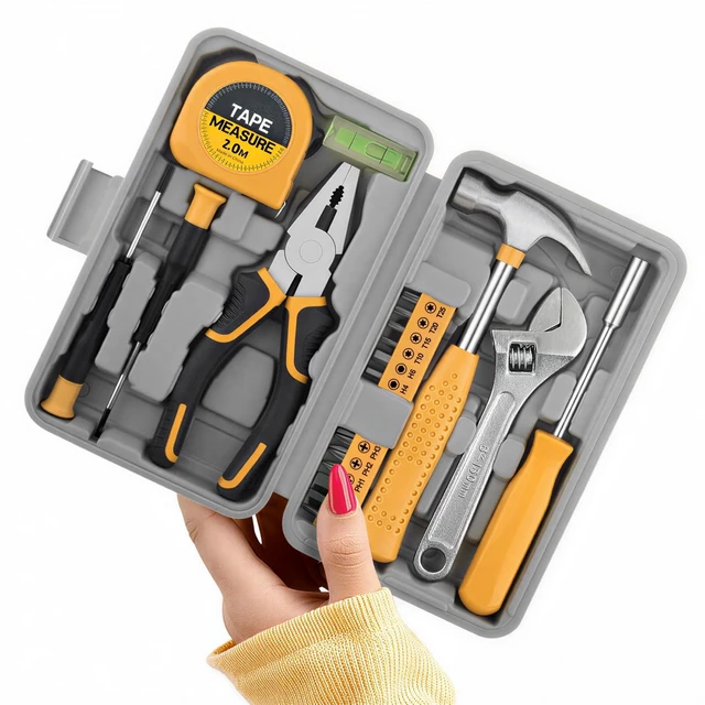 Alt view image 8 of 14 - 20 Pcs Basic Tool Kit, Compact Home Tool Set with Mini Tool Box, Ideal for Household Repairs, Office Maintenance, Simple DIY, General Tools User-friendly for Beginners, Women & Student(Yellow)