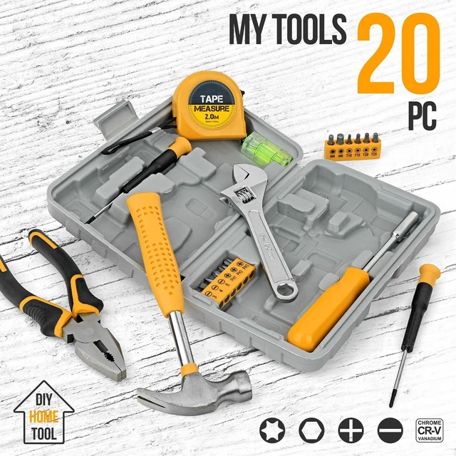 Alt view image 14 of 14 - 20 Pcs Basic Tool Kit, Compact Home Tool Set with Mini Tool Box, Ideal for Household Repairs, Office Maintenance, Simple DIY, General Tools User-friendly for Beginners, Women & Student(Yellow)