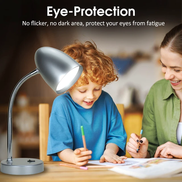 Alt view image 12 of 14 - LED Desk Lamp, 3.5W 240LM 4000K Cool White Study Lamps for Bedroom and Office, Eye Protection, ETL Listed Silver Table lamp