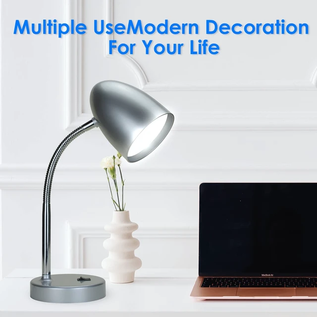 Alt view image 13 of 14 - LED Desk Lamp, 3.5W 240LM 4000K Cool White Study Lamps for Bedroom and Office, Eye Protection, ETL Listed Silver Table lamp