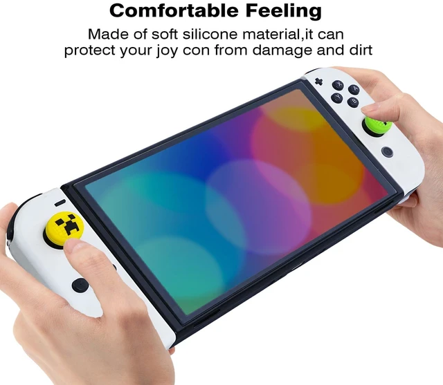Alt view image 12 of 12 - Cute Thumb Grips Caps Compatible with Switch 1/OLED/Lite Joy con, Kawaii Joystick Cap Grip 4PCS Soft Silicone Switch Thumb Grips Protective Ergonomic Button Cover, Green