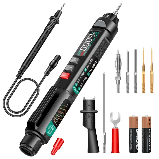 Alt view image 8 of 14 - Pen Type Digital Multimeter AC/DC Voltage Tester 6000 Counts Intelligent Professional Current Meter Non-Contact Voltmeter Sensor Pen Test with Resistance Continuity Capacitance Diode Live Wire