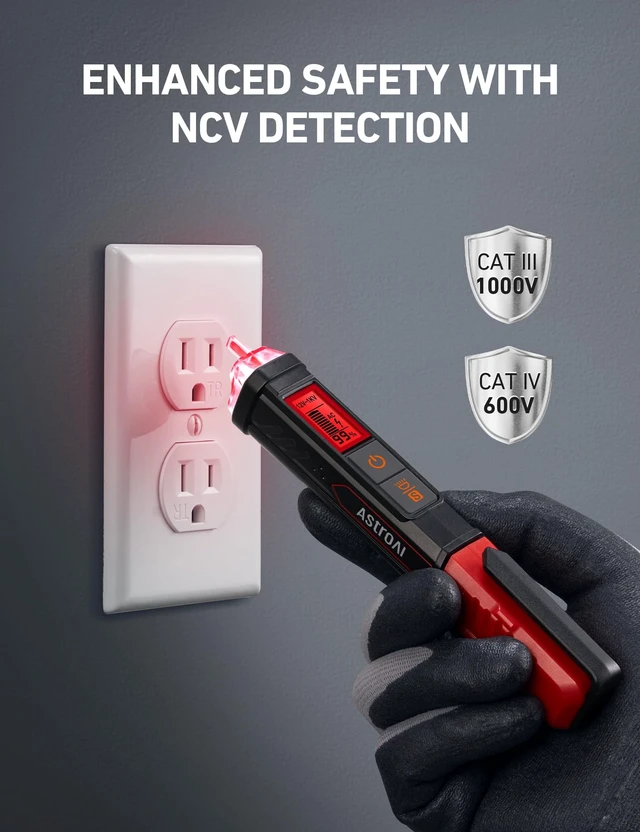 Alt view image 10 of 14 - VTS1000H Voltage Tester with Screwdriver, Non-Contact Electrical Tester, Dual Range AC 12V/70V-1000V, Live Wire Test, Wire Breakpoint Finder, Audible Alarm, LCD Percentage Display, Red